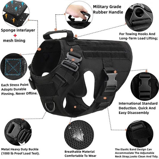 No Pull Tactical Dog Harness ELITE – Training & Outdoor K9 Vest